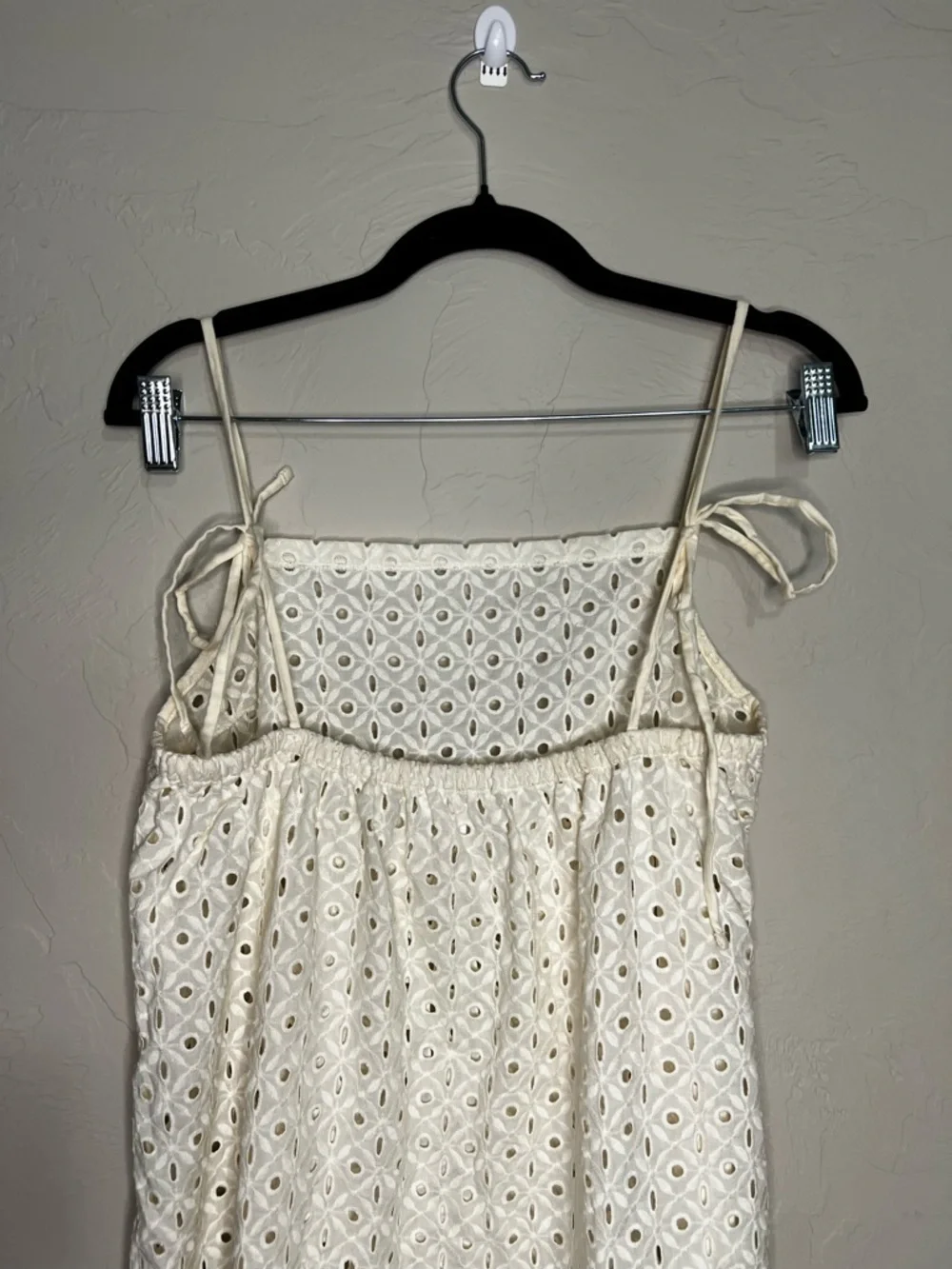 Vitamin A Cream Eyelet Spaghetti‎ Strap Mini Coverup Dress